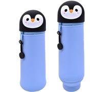 DGTSYAL Kawaii Estuche Escolar de Silicona Blanda 2 en 1, Portalápices de Mesa, Dulces pingüino, Cremallera, Cute Estuche Papeleria de Cremallera para Lápices de Colores Rotuladores para Niños Niñas