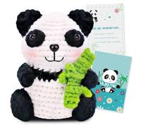 DGTSYAL Panda de ganchillo con diseño de panda, hecho a mano, adorable ganchillo con tarjeta de felicitación, juego creativo de punto para vacaciones, cumpleaños, día de Acción de Gracias, día del