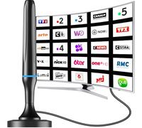 DGUPSP Antena de TV Interior Potente TNT HD, 2026 Potente antena de TV interior de base magnética potente - 80 km Recepción de largo alcance a 360 °, compatible con portátil 4K 1080P y todos los
