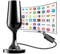 DGUPSP Antena TV Interior Potente 2025, Digital Antena Television portatil con Base Magnética y Amplificador de señal - 4K 1080P VHF UHF DVB-T2 DVB-T - (Negro)