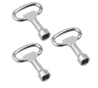 DGUSO 3 Piezas Llave Contador de Agua y Gas, Acero Inoxidable 8mm Cuadrada, Ventilación y Medidor para Ascensor (Plateado)