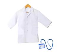 DGUSO Bata Blanca de Laboratorio para Niños y Niñas, Algodón+Poliéster, Disfraz de Médico y Científico, para Estudiantes