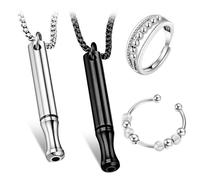 DGUSO Collar de Dejar de Fumar 2 piezas, anillos de descompresión 2 piezas, Collar de Alivio de La Ansiedad Ejercicio de Respiración para Meditación Collares de Respiración de Alivio de La Ansiedad