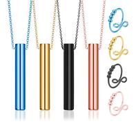 DGUSO Collar de Respiración Anapana 4 piezas y Anillo Anti-Estrés 4 piezas, Collar de Respiración Antiestrés, Dispositivo de Ejercicio para Meditación, Relajación, Ralentización de la Respiración