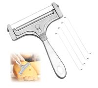 DGUSO Cortador Queso Rebanadora Manual de Queso,Cortadora de Queso, Taza de Queso en Rodajas de Aluminio Ajustable en Grosor para Quesos con 4 Pcs Cable de Repuesto para Cortador de Queso