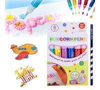 DGUSO - Rotuladores para colorear para niños de 6 piezas - Bolígrafo de pintura de color Magic Palomitas de maíz, pluma mágica, Puffy Pens con burbujas infladas (Trae un lápiz)