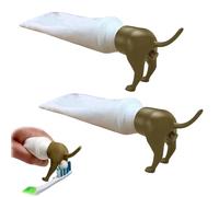 DGUSO Tapa dispensadora Pasta Dientes con Forma Culo Perro, 2 Exprimidor Pasta Dientes con Forma Trasero Perro, Decoración Divertido Tapas Pasta Dientes, Exprimidor Vreativo de Pasta (Marrón)