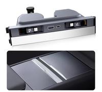 DGXWLLW Hub USB para Tesla Model Y Juniper 2025 2026 Model 3 Highland 2024 2025 con Cubierta Deslizante, Cables retráctiles Dobles Tipo C de 119 W, múltiples Puertos, Cargador rápido, estación de