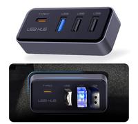 DGXWLLW Hub USB para Tesla Model Y Juniper 2025 2026 Model 3 Highland 2024 2025, expansor USB 3.0 con 1 puerto USB C y 3 puertos USB A para Dashcam, unidad flash, transferencia de datos, música de