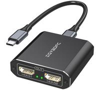 DGYBDFC Adaptador USB C a Dual HDMI, 1 en 2 salidas, pantalla extendida, monitores duales USBC a 2 divisores HDMI 4K 60Hz para ordenador portátil con cable USBC a USBC (solo para Windows compatible