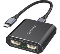 DGYBDFC Adaptador USB C a Dual HDMI, 1 en 2 salidas, pantalla extendida, monitores duales USBC a 2 divisores HDMI 4K 60Hz para ordenador portátil con cable USBC a USBC (solo para Windows compatible