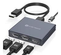 DGYBDFC Displayport Splitter 3 monitores Dual DP con adaptador HDMI 4K60Hz Pantalla extendida 1 en 3 salidas Displayport MST Hub para múltiples monitores compatible con PC, tarjeta gráfica, Lenovo, HP