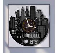 DGYOUHE-ZS YH Me Encanta el Reloj de Pared con Disco de Vinilo de 30 CM de New York Elements, Reloj silencioso y sin tictac, Adecuado para Cocina, Sala de Estar, Dormitorio-C