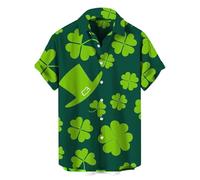 DGZTWLL Camisas hawaianas para hombre, con botones, ligeras, de manga corta, para verano, informales, estampadas, elásticas, holgadas, para playa, para hombres y adultos, verde, 5XL