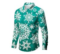 DGZTWLL Camisas para hombre con solapa, clásicas, de manga larga, con botones, elásticas, absorben la humedad, vintage, verano, casual, vacaciones, vacaciones, camisas casuales para hombre, verde, 3XL