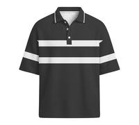 DGZTWLL Polo a rayas para hombre, manga corta, bloque de color, mezcla de algodón, casual, camiseta de golf, ajuste clásico, camiseta deportiva de verano, azul marino y blanco, gris oscuro, L