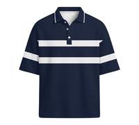 DGZTWLL Polo a rayas para hombre, manga corta, bloque de color, mezcla de algodón, casual, camiseta de golf, ajuste clásico, camiseta deportiva de verano, azul marino y blanco, azul oscuro, M