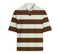 DGZTWLL Polo a rayas para hombre, manga corta, color azul y blanco, contraste, bloque de color, casual, camiseta de golf, mezcla de algodón, ajuste clásico, camiseta deportiva de verano, café, M