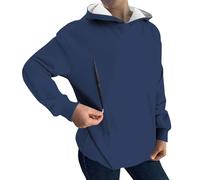 DGZTWLL Sudadera de gran tamaño para mujer, para otoño e invierno, manga larga, cuello redondo, suéter de gran tamaño, clásico, casual, ajuste regular, para mujer, Reino Unido, azul marino, 3XL