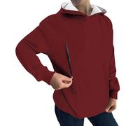 DGZTWLL Sudadera de gran tamaño para mujer, para otoño e invierno, manga larga, cuello redondo, suéter de gran tamaño, clásico, casual, ajuste regular, para mujer, Reino Unido, Vino, 3XL