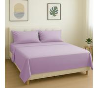 DH DREAMER HOME Juego de Sábanas de 4 Piezas - Ropa de Cama Poliéster para Cama de 180 - Sábana Encimera de 250x270cm, Bajera Ajustable de 180x200+27cm y 2 Funda Almohada de 45x100cm - Color Lila