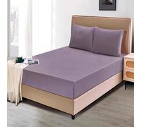 DH DREAMER HOME Sábanas Bajeras Térmica de Terciopelo Ajustable para Invierno de 3 Piezas 150x200+25cm + 2 Fundas Almohada de 50x90cm - Bajera Pólar Suave y Acogedora (Morado, Cama 150)