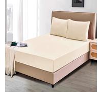 DH DREAMER HOME Sábanas Bajeras Térmica de Terciopelo Ajustable para Invierno de 3 Piezas 180x200+25cm + 2 Fundas Almohada de 45x100cm - Bajera Pólar Suave y Acogedora (Marfil, Cama 180)