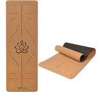DH FitLife Esterilla de Yoga de Corcho para Fitness, 183×61 cm, 6 mm | Antideslizante｜Base TPE｜Líneas de alineación｜Correa incluida｜Ligera y enrollable