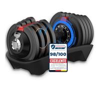 DH FitLife Mancuernas Ajustables 18kg/24kg con Base de Almacenamiento, Juego de Pesas Compactas 12 en 1 para Culturismo y Entrenamiento - Diseño Ahorra Espacio, para Hombre y Mujer