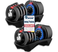 DH FitLife Mancuernas Ajustables 18kg con Base de Almacenamiento, Juego de Pesas Compactas 12 en 1 para Culturismo y Entrenamiento - Diseño Ahorra Espacio, para Hombre y Mujer