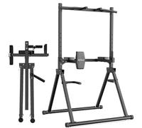 DH FitLife Power Tower Plegable hasta 210kg, Estación de Entrenamiento Multifuncional para Gimnasio en Casa, con Barra de Dominadas, Estación de Dips y Entrenador de Espalda