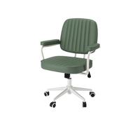 Dh2yjnbf3 Ajustable Silla de Escritorio Cuero con Respaldo Medio, Silla Trabajo Oficina PU reposabrazos, Ajustable Ruedas, giratoria elevadora(Green)