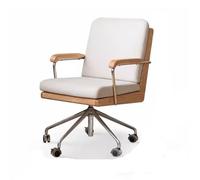 Dh2yjnbf3 Ajustable Silla giratoria de Madera Maciza, Base Metal Roble con Ruedas, Silla for Ordenador, Oficina, Respaldo Medio, Estudio