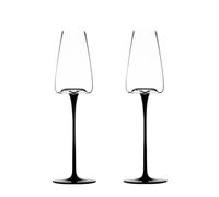 Dh2yjnbf3 Copas de Champán Copas de champán con fondo cóncavo, juego de 2 copas de champán con mango negro, capacidad de 9,13 oz for fiestas de bodas Flauta Champagne