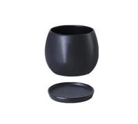 Dh2yjnbf3 Macetero Ceramic Flower Pot with Saucer, Colors, Minimalist Round Design, Matte Finish Jardín(Negro,Pequeño)