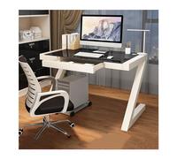 Dh2yjnbf3 Mesa Ordenador Escritorio de PC Vidrio Templado Moderno y Sencillo, Escritorio Oficina for el hogar, Dormitorio, Almacenamiento con cajones Fácil de Instalar(Negro,140 * 60 * 75cm)