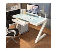 Dh2yjnbf3 Mesa Ordenador Escritorio de PC Vidrio Templado Moderno y Sencillo, Escritorio Oficina for el hogar, Dormitorio, Almacenamiento con cajones Fácil de Instalar(Blanco,140 * 60 * 75cm)