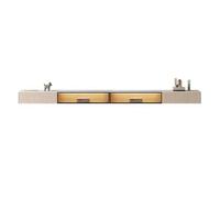 Dh2yjnbf3 Moderno Soporte Flotante for TV, Consola de montada en la Pared con Tablero Pizarra, Puerta Vidrio y cajones Almacenamiento, Moderno Centro Entretenimiento luz LED Consola de TV(220cm)
