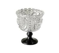 Dh2yjnbf3 Vintage Embossed Dessert Cups Goblet, 250ml Clear Ice Cream Sundae Cups with Colorful Footed(Negro)