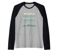 Dhaka Bangladesh Coordina el diseño de Identidad Minimalista de la Ciudad Camiseta Manga Raglan