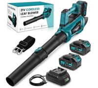 Dhapy Soplador de Hojas a Batería 21 V con 2 Baterías de 4,5 Ah | Motor sin Escobillas de 600 W, 5 Niveles de Potencia + Turbo, con Cargador y Tubo de Extensión para Jardín, Terraza