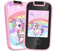 Dhapy Teléfono móvil para niños, pantalla táctil, reproductor MP3 con doble cámara, niños y niñas, regalo de cumpleaños, teléfono de aprendizaje, juguete a partir de 3, 4, 5, 6, 7, 8 años, con tarjeta