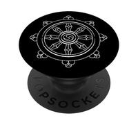 Dharmachakra Rueda Óctuple Camino Budista Yoga Símbolo Zen PopSockets PopGrip Adhesivo