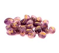 Dharohar Handicrafts Juego de runas, cristales y piedras curativas, piedras runas de adivinación Wicca, runas vikingas, suministros paganos y brujería, runas para principiantes, amatista