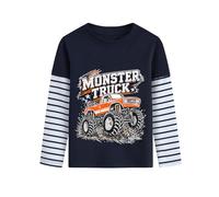 DHASIUE Camiseta de manga larga para niños, excavadora, dinosaurio, juego de pelota, planeta, el tren azul, camiseta de manga larga para niños, talla 92-122, Orange Monster Trucks, 104 cm