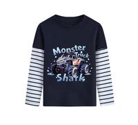 DHASIUE Camiseta de manga larga para niños, excavadora, dinosaurio, juego de pelota, planeta, el tren azul, camiseta de manga larga para niños, talla 92-122, Shark Monster Trucks, 92 cm