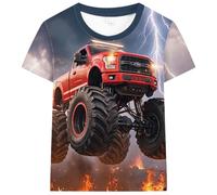 DHASIUE Kid Boy Monster Truck Shirt 3D Graphics Colorido Verano Manga Corta Camiseta 4-10 Años Camiseta para Niño Talla 92-134, Rayo de camión monstruo, 104