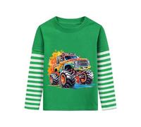 DHASIUE - Sudadera de manga larga para niños, diseño de excavadora y dinosaurio, juego de pelota, planeta, tren azul, camiseta de niños de 1 a 7 años, talla 92-122, 116 cm