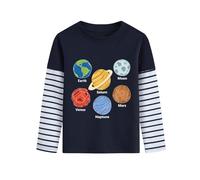 DHASIUE - Sudadera de manga larga para niños, diseño de excavadora y dinosaurio, juego de pelota, planeta, tren azul, camiseta de manga larga para niños de 1 a 7 años, tallas 92-122, 110 cm