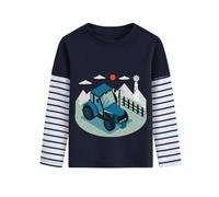 DHASIUE - Sudadera de manga larga para niños, diseño de excavadora y dinosaurio, juego de pelota, planeta, tren azul, camiseta de manga larga para niños de 1 a 7 años, talla 92-122, 110 cm